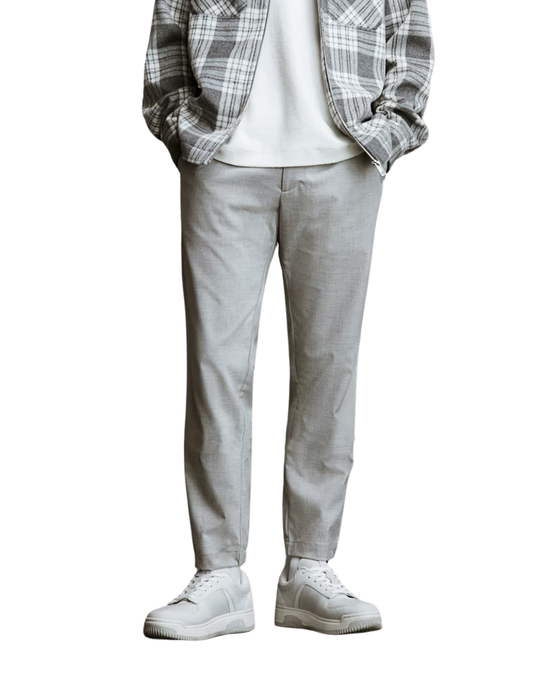 H_&M Light Grey Slim Fit Trousers