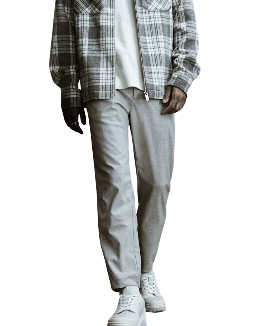 H_&M Light Grey Slim Fit Trousers